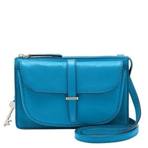 Fossil Ryder Small Crossbody Bag - Cerulean Blue Pebbled
Leather Key Charm